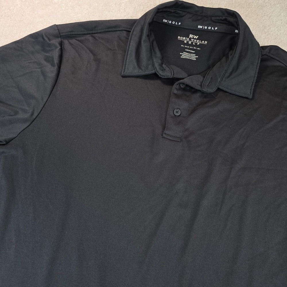 Rorie Whelan Golf Polo‎ Shirt Mens L Black Stretch Short Sleeve Performance